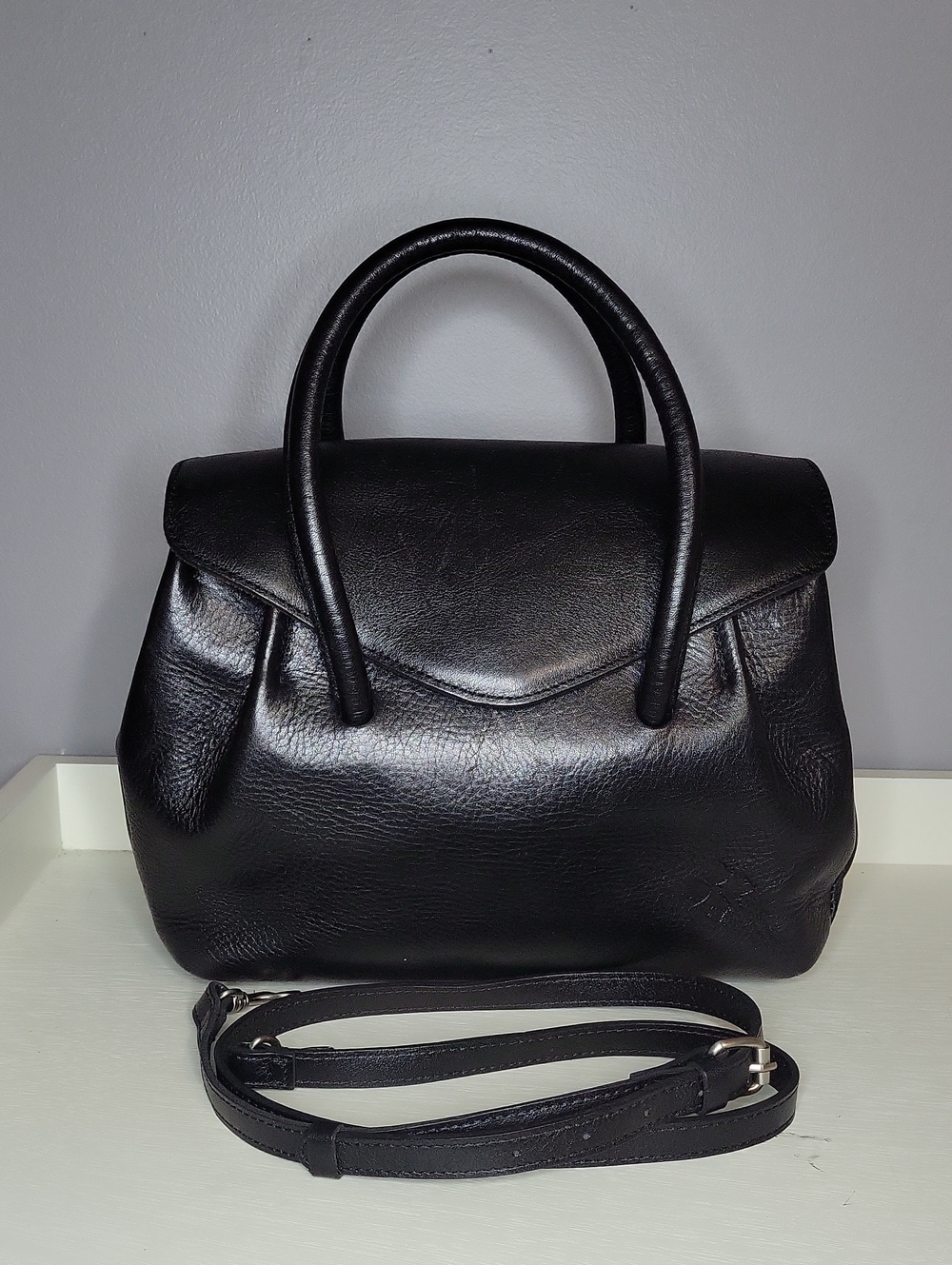 Rare Patricia Nash Notley Black Leather Satchel Purse